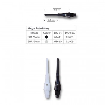 BULL'S Mega Point Tips Long 6mm(2BA)