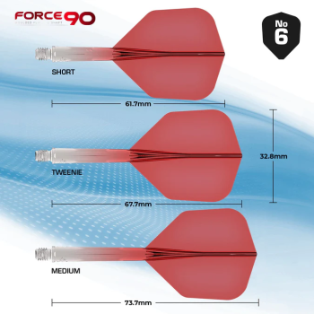Mission Force 90 - New Moulded Flight & Shaft System - Standard No6 - Gradient - Transparent Red - Medium