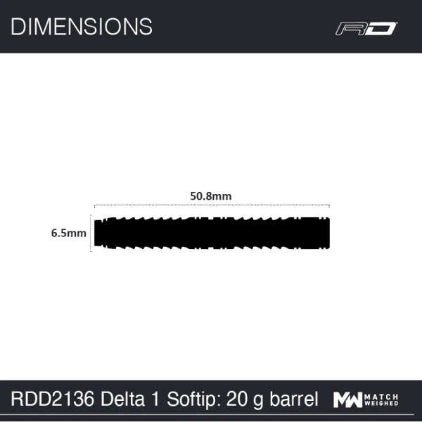 Red Dragon Delta 20gr Barrel, 22gr Pfeil 90% Tungsten