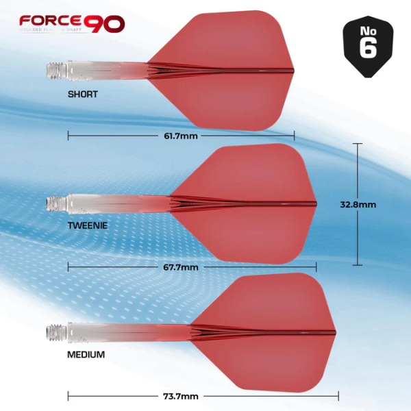 Mission Force 90 - New Moulded Flight & Shaft System - Standard No6 - Gradient - Transparent Red - Medium