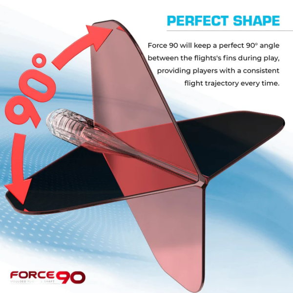 Mission Force 90 - New Moulded Flight & Shaft System - Standard No6 - Gradient - Transparent Red - Medium